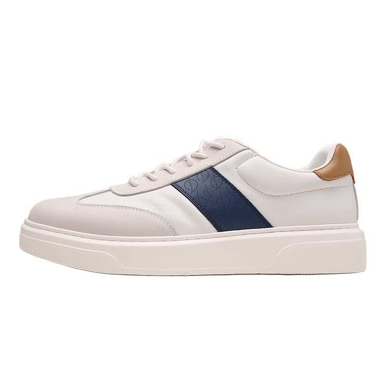 S.T.Dupont S. T.DUPONT Top Grain Cow Leather Skateboard Shoes Men's White Blue