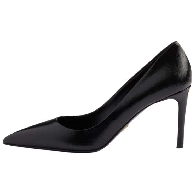 PRADA Saffiano Leather Slim Heel High Heels 8.5cm Women's Black
