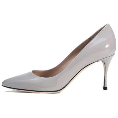 SERGIO ROSSI Leather Slim Heel High Heels 7.5cm Women's Gray
