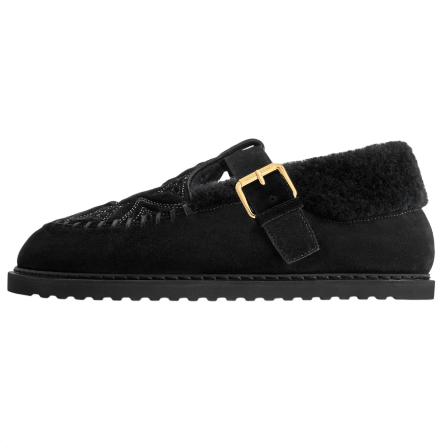 LOUIS VUITTON X Grace Coddington Collaboration, Kitten Catogram Collection Flat Mary Jane Shoes Women's Black