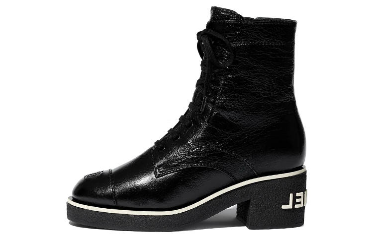 CHANEL Sheepskin Ankle Boots 4.5cm Women's Black