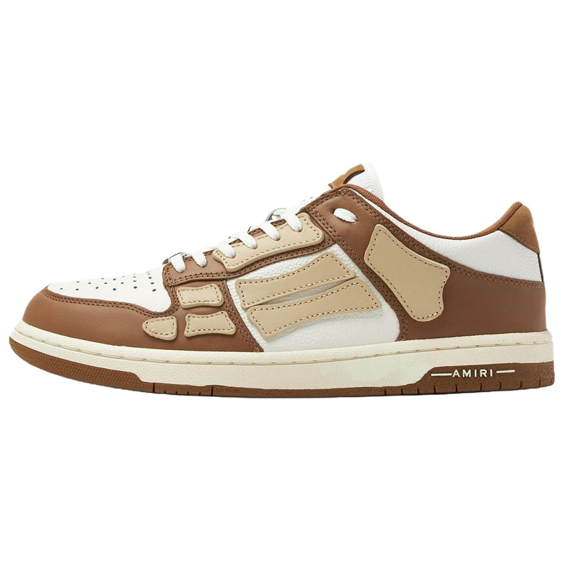 AMIRI Skel Top Low Leather Low top Stylish Skateboarding Shoes Men's White Brown