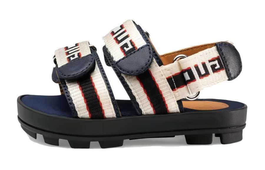 GUCCI Children's Sandals Navy Blue Beige Kids'