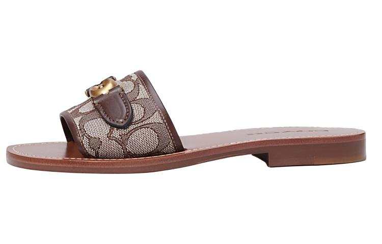 COACH COACH Flat Slide Slippers Women's Dark Coffee