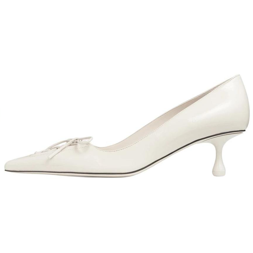 Jimmy Choo Scarlett Leather Irregular Heel High Heels 5CM Women's White