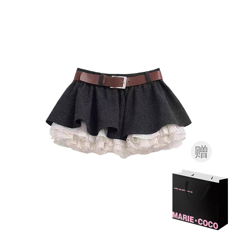 MARIE·COCO Casual Short Skirts Women's Skirt Without Belt Moderate Tiered Skirt