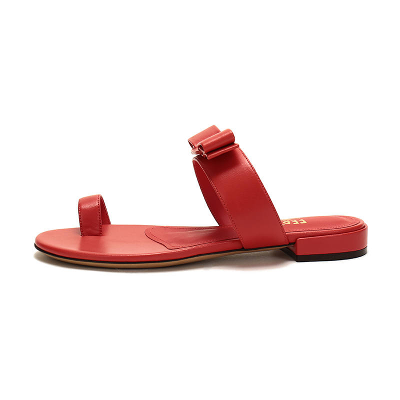 FERRAGAMO Vara Slide Slippers Women's Coral Red