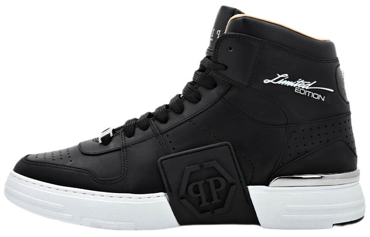 PHILIPP PLEIN Nappa Phantom High top Stylish Skateboarding Shoes Men's Black