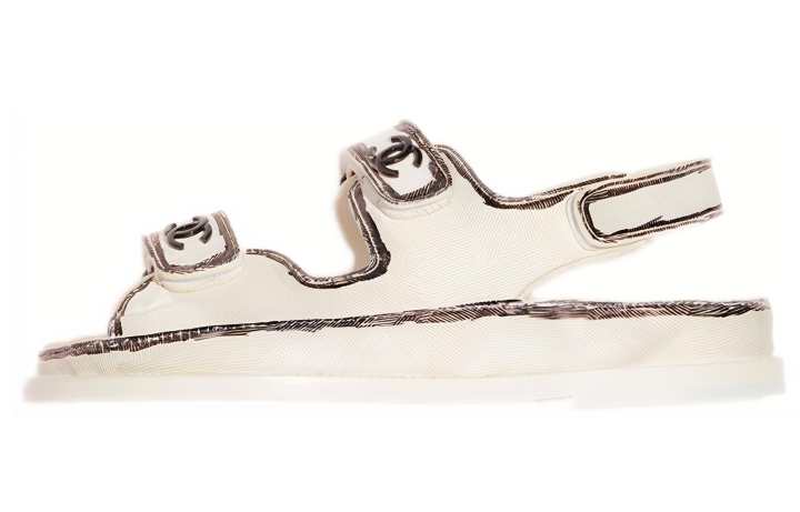 CHANEL CHANEL Beach Sandals Women's Black White