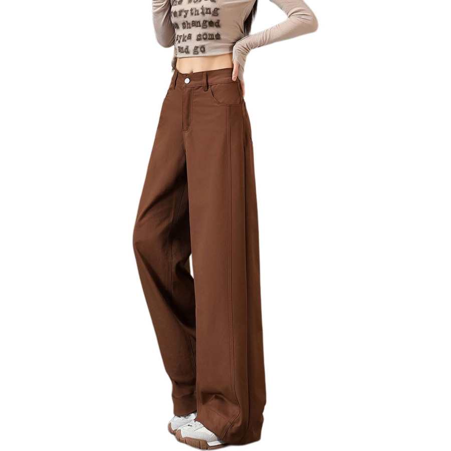 Tonlion Casual Pants Women's Light Brown Moderate Wide Leg Pants