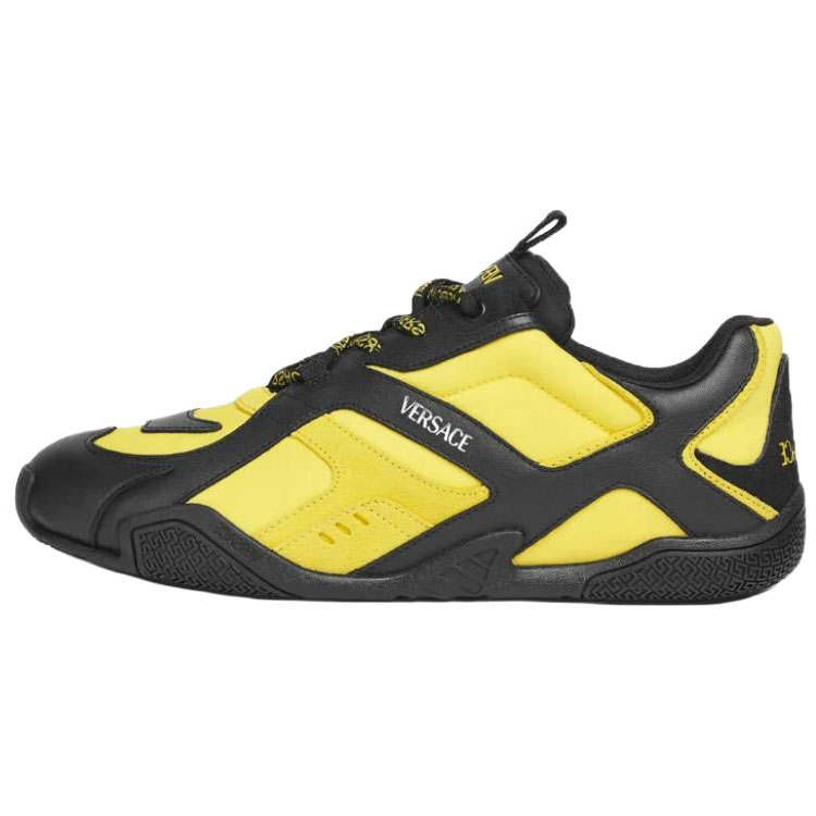 VERSACE Galaxia Cow Leather Low top Casual Shoes Men's Yellow