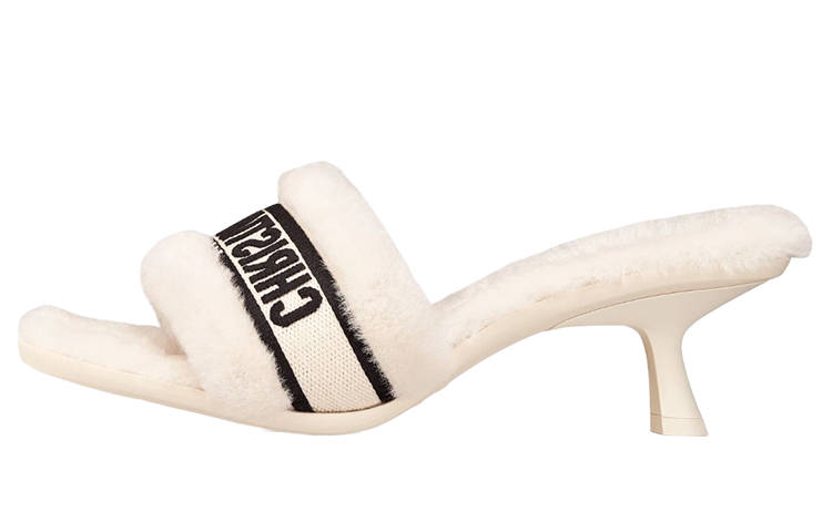 DIOR DIOR Dway Shearling Slide Slippers Women's White