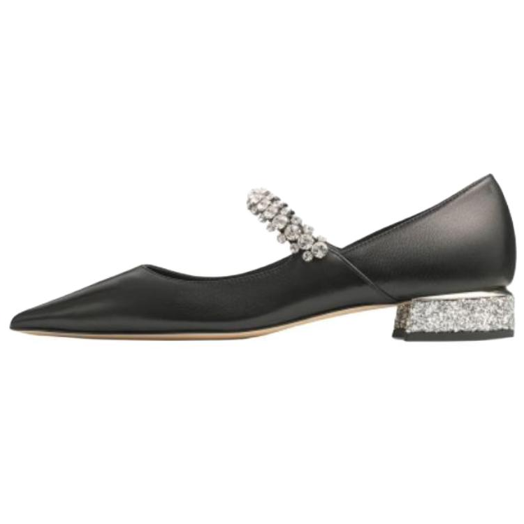 Jimmy Choo Bing Pump Flat Leather Flat Mary Jane Shoes Women's Black