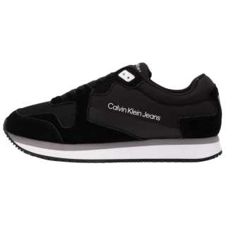 CKJ CALVIN KLEIN JEANS Men's Vintage Patchwork Print Casual Shoes Athletic Shoes German Army Trainers Men's Black