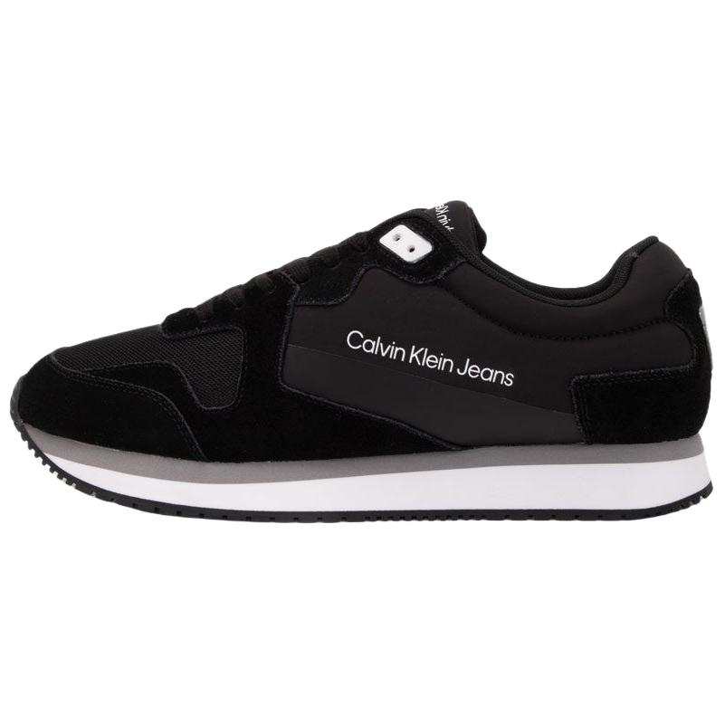 CKJ CALVIN KLEIN JEANS Men's Vintage Patchwork Print Casual Shoes Athletic Shoes German Army Trainers Men's Black