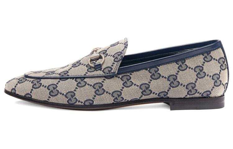 GUCCI Jordaan Loafer Blue Gg Canvas Women's