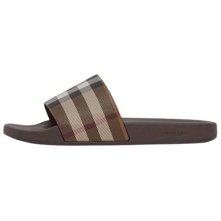 Burberry Burberry Check Print Slides Dark Birch Brown