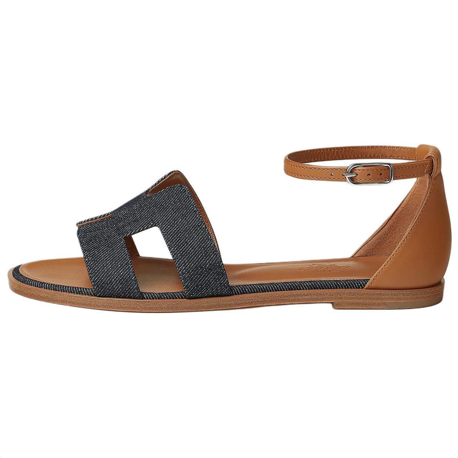 HERMES HERMES Santorini One Strap Sandals Women's Brown