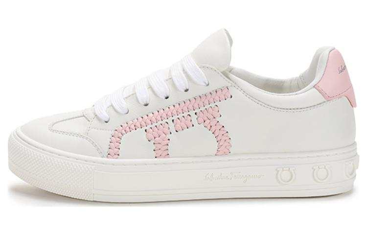 Ferragamo Skateboard Shoes Women's Low Top White/Light Pink