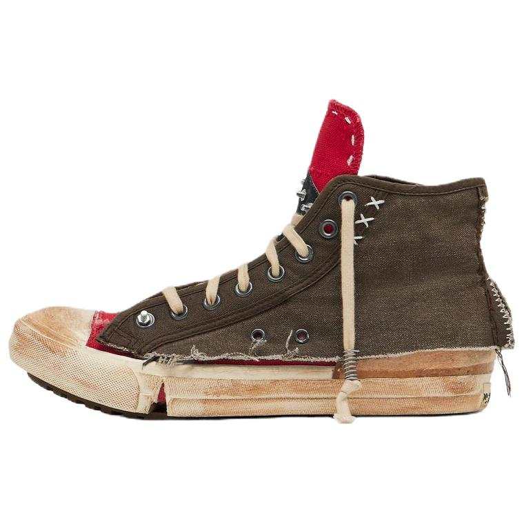 Maison Margiela Loved To Death High top Canvas Shoes Women's Red Brown