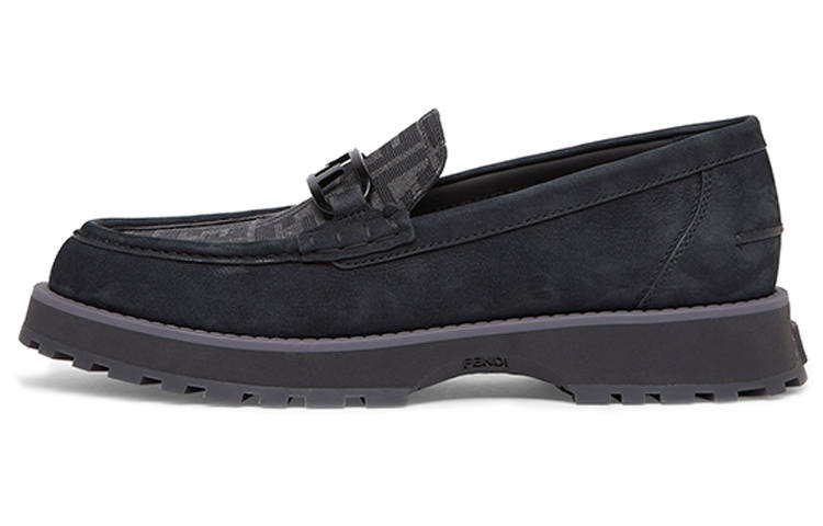 FENDI FENDI Logo-print Leather Loafers