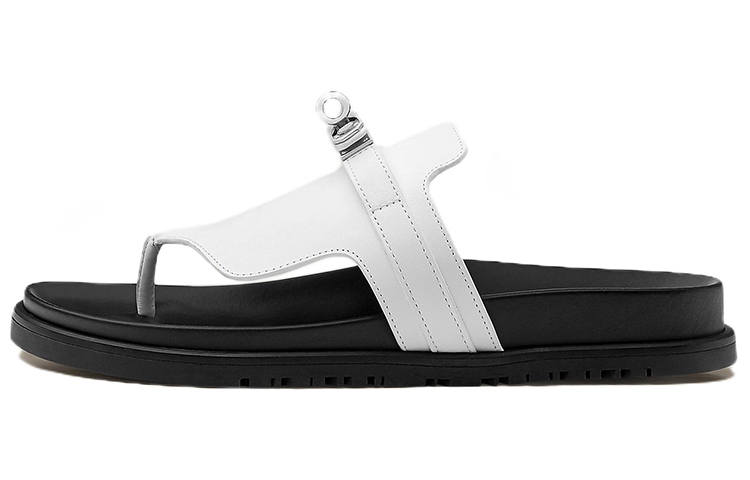 HERMES HERMES Empire Quiet Flip Flops Women's White Black