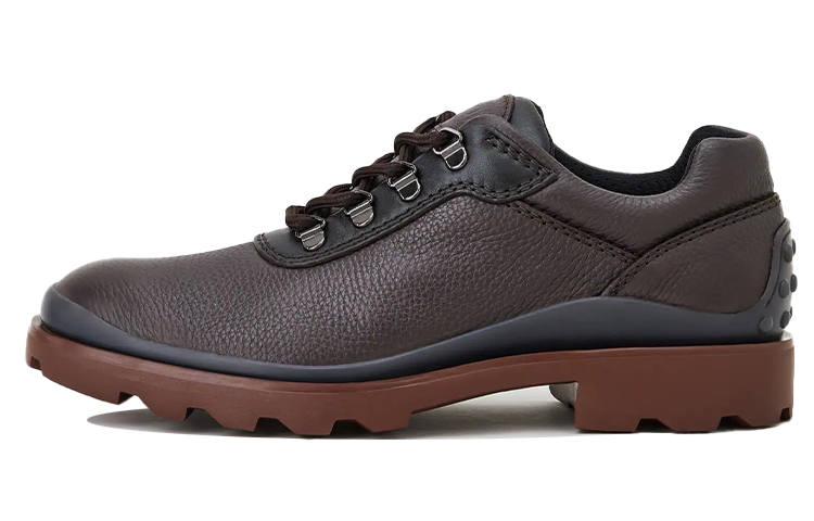 TOD'S Leather Lace Up Flat Shoes Men's Dark Brown