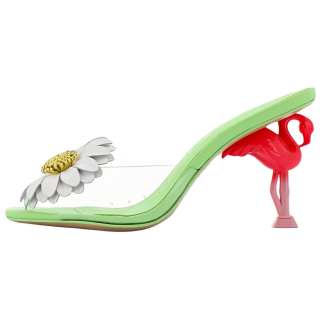 Sophia Webster Flo Flamingo Slide Slippers 8.5cm Women's Green