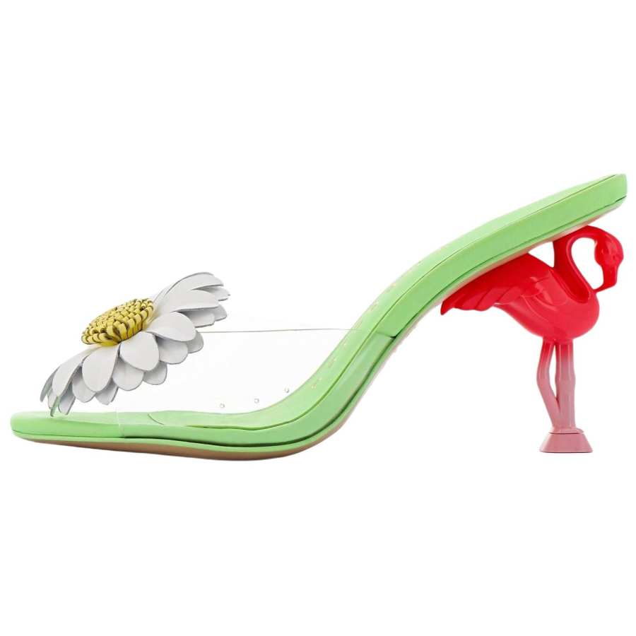 Sophia Webster Flo Flamingo Slide Slippers 8.5cm Women's Green