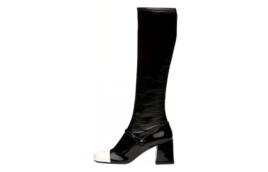 MIU MIU Leather Knee high Boots Women's Black