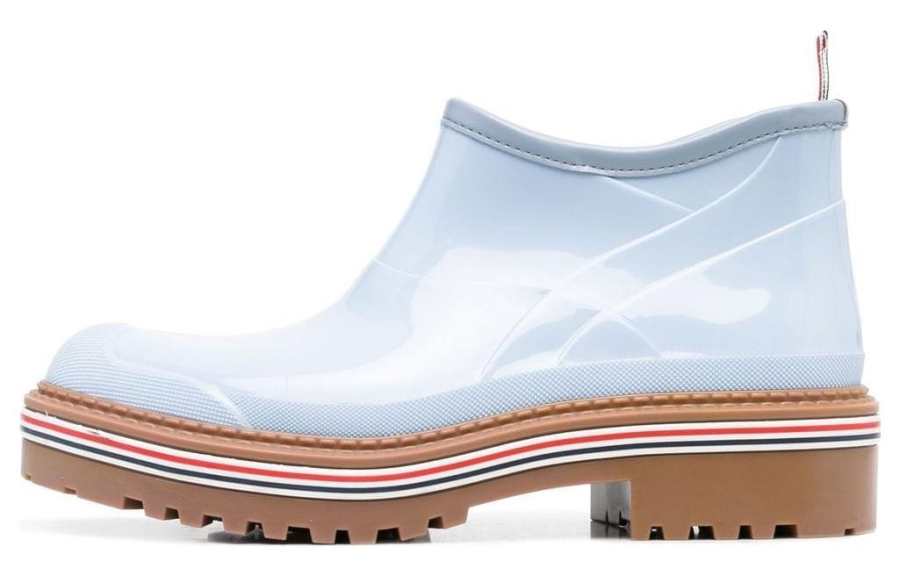 THOM BROWNE THOM BROWNE Stripe Trim Round Toe Ankle Boots