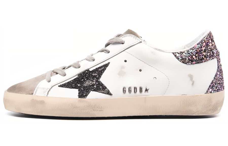 Golden Goose Super Star White Black Multi Glitter Women's