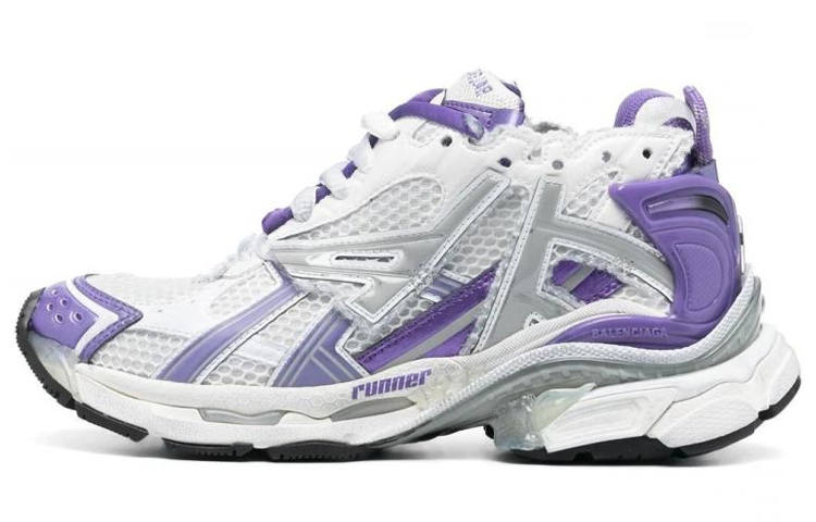 Balenciaga Runner Comfortable And Trendy Low top Chunky Sneakers Women's White Purple