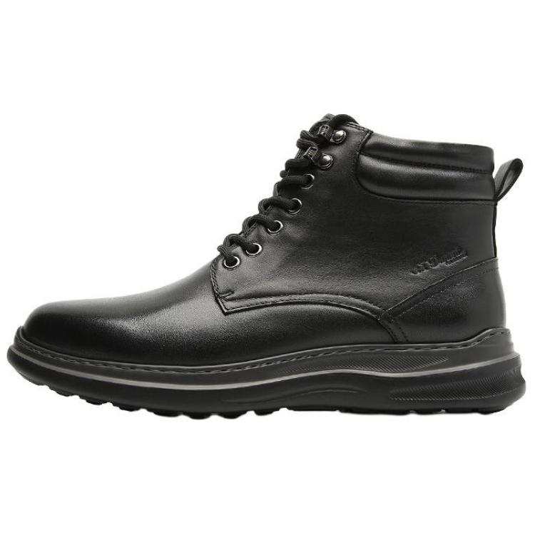 S.T.Dupont S. T.DUPONT Top Grain Cow Leather Short Combat Boots Men's Black