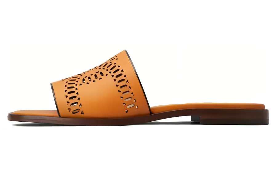 TOD'S Genuine Leather Sole Slide Slippers Women's Orange