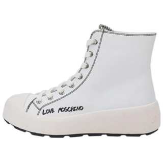 LOVE MOSCHINO Calfskin High top Skateboard Shoes Women's White