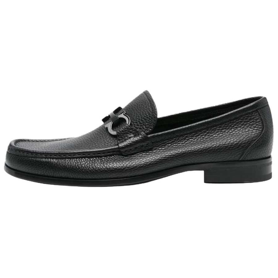 FERRAGAMO Gancio Cow Leather Loafers Men's Black