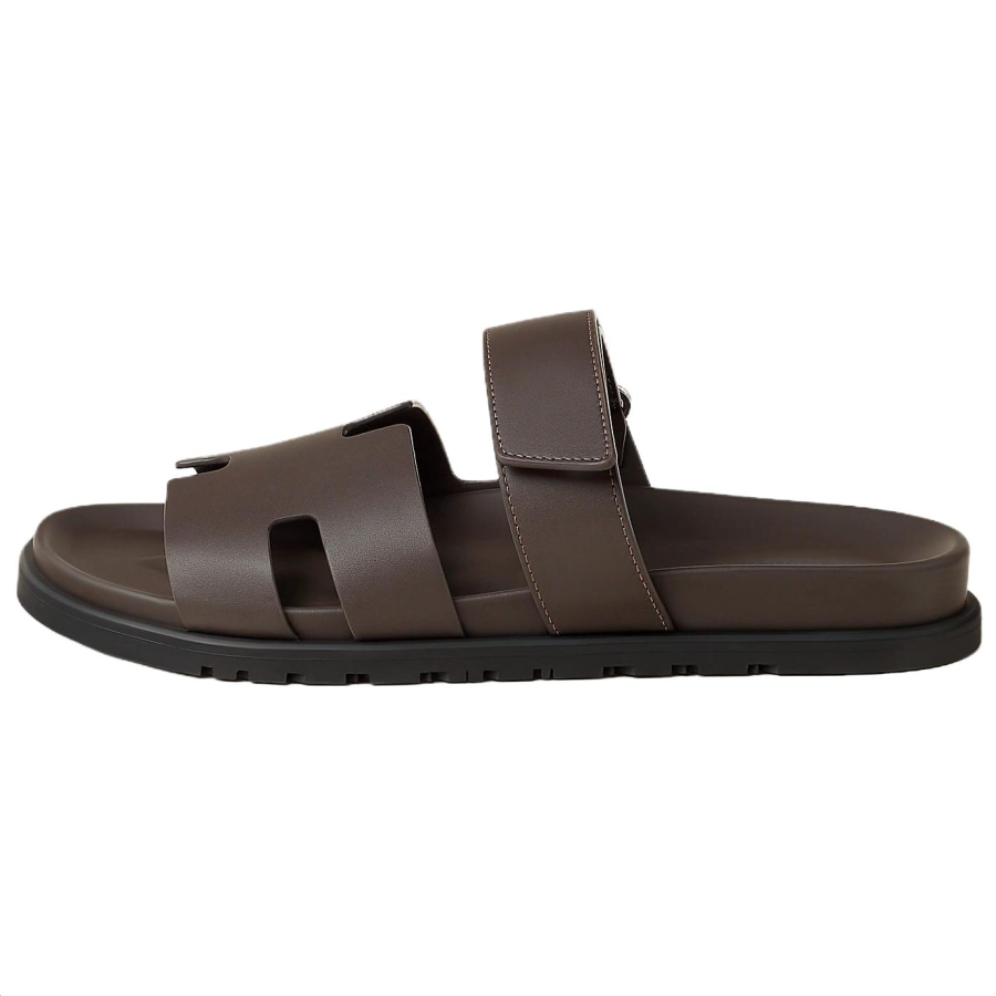 HERMES HERMES Chypre Slide Slippers Men's Brown