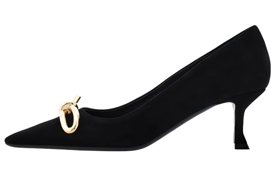 FERRAGAMO Leather Slim Heel High Heels 6CM Women's Black