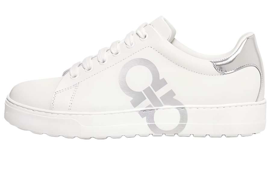 FERRAGAMO Gancini Low top Stylish Skateboarding Shoes Women's White