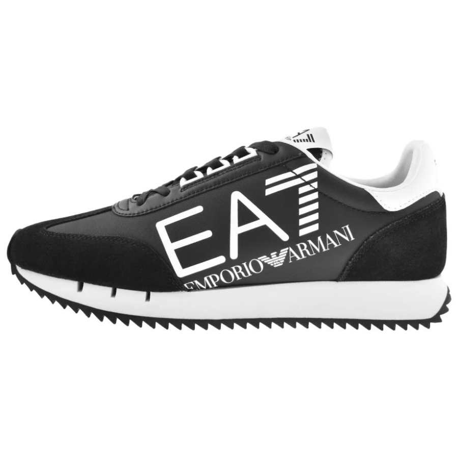 EMPORIO ARMANI EA7 Cow Split Leather Low top Casual Shoes Unisex Black