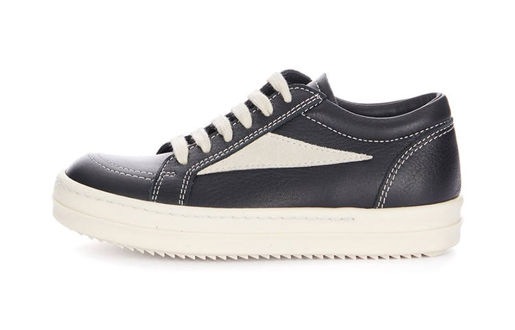 RICK OWENS RICK OWENS/RO Cow Leather Low top Kids' Skateboarding Shoes Black Children Aged 3 7 Years Old