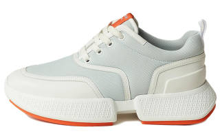 HERMES Giga Textile, Leather Abrasion Resistant Breathable Low top Sports Casual Shoes Women's White Green
