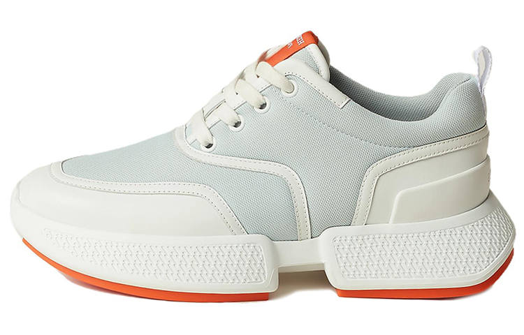 HERMES HERMES Giga Textile, Leather Abrasion Resistant Breathable Low top Sports Casual Shoes Women's White Green