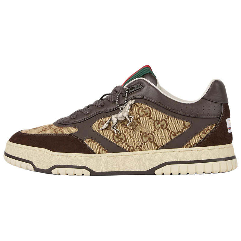 GUCCI Re Web Low top Skateboard Shoes 4cm Men's Beige Brown