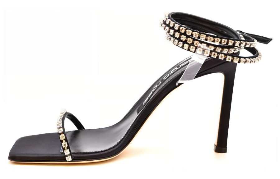 SERGIO ROSSI Leather One Strap Sandals Women's Black
