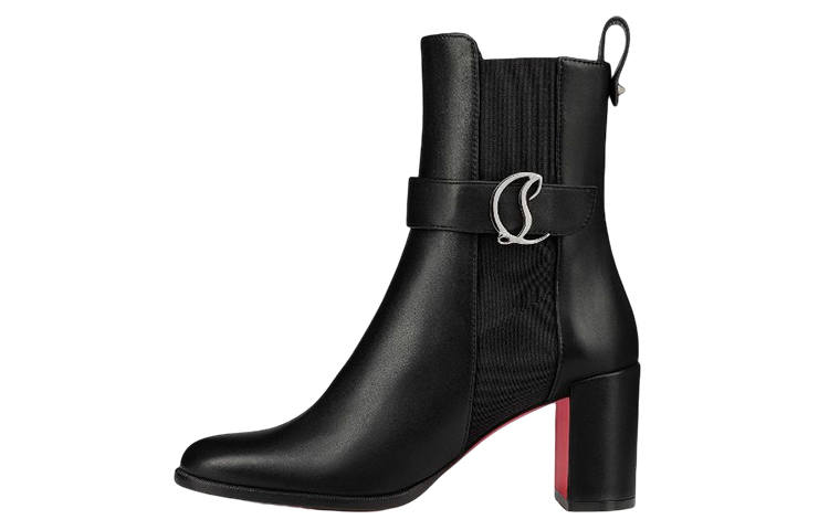 Christian Louboutin CL Calfskin Short Chelsea Boots 7cm Women's Black