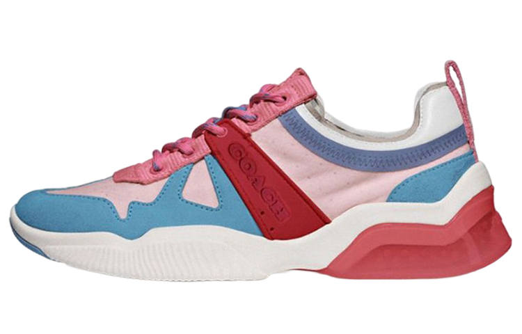 COACH Leather Cushioning Low top Sports Casual Shoes Women's Pink Blue
