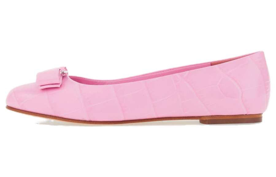 FERRAGAMO Vara Cow Leather Casual Shoes 0.5cm Women's Pink