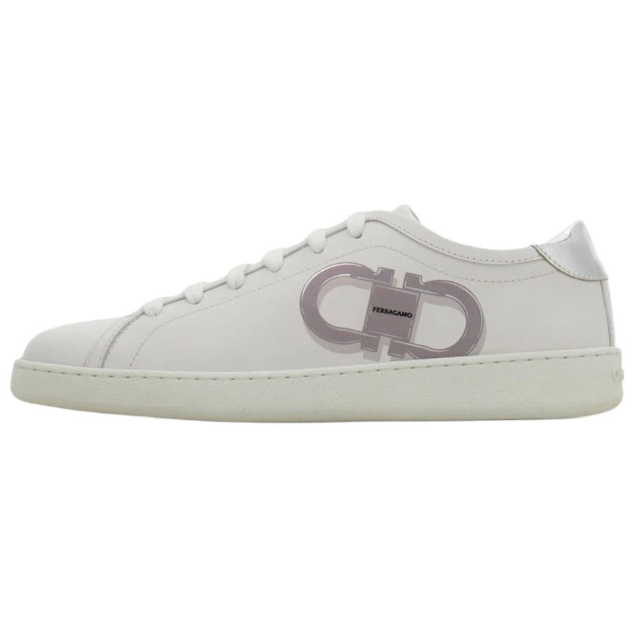 FERRAGAMO Gancini Cow Leather Low top Skateboard Shoes Women's White